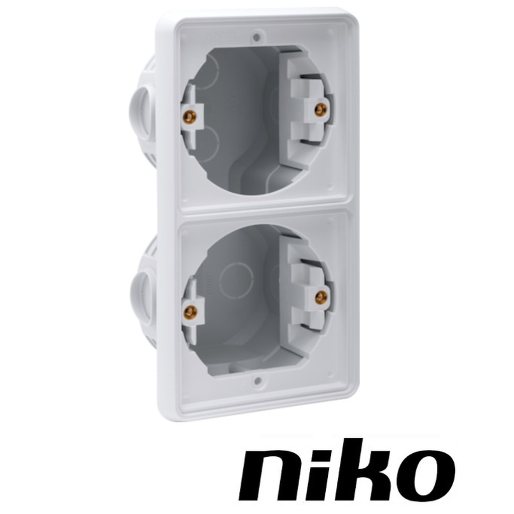 Niko Spuitwaterdicht inbouwdoos 2-voudig VERTICAAL ( IP55 ) grijs