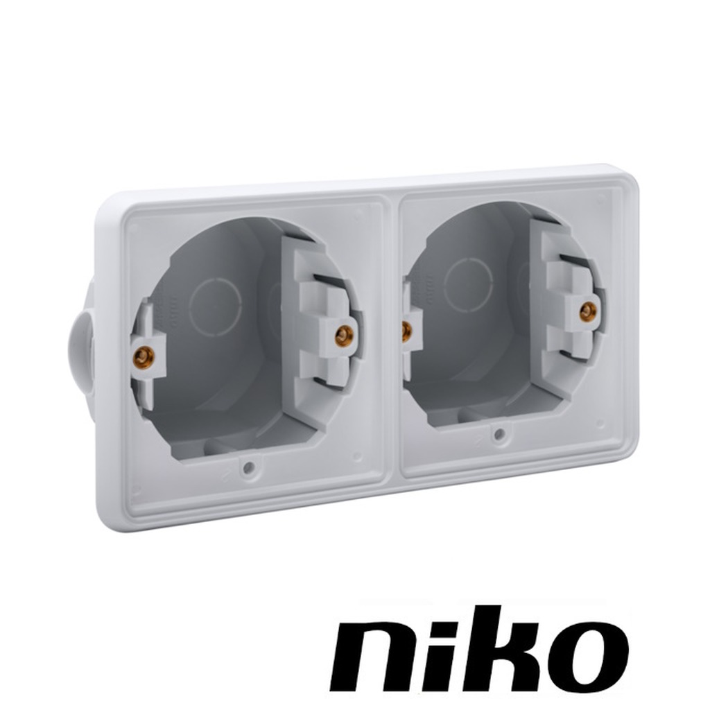 Niko Spuitwaterdicht inbouwdoos 2-voudig HORIZONTAAL ( IP55 ) grijs