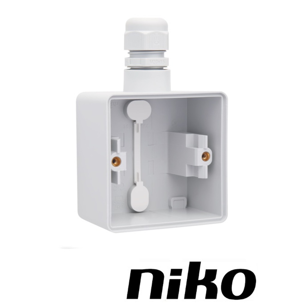 Niko Spuitwaterdicht opbouwdoos enkelvoudig ( IP55 ) grijs met 1 x M20-ingang incl. wartel