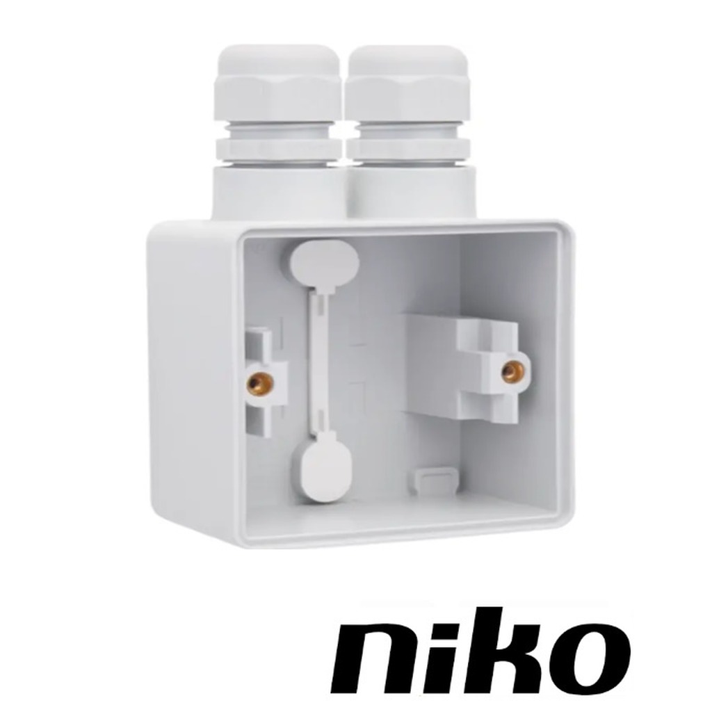 Niko Spuitwaterdicht opbouwdoos enkelvoudig ( IP55 ) grijs met 2 x M20-ingang incl. wartels