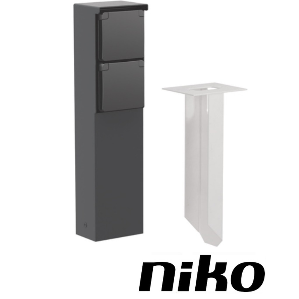 Niko Tuinpaal incl. grondpin met spuitwaterdicht 2-voudig wcd met RA 2 x M20-ingang met wartel (…