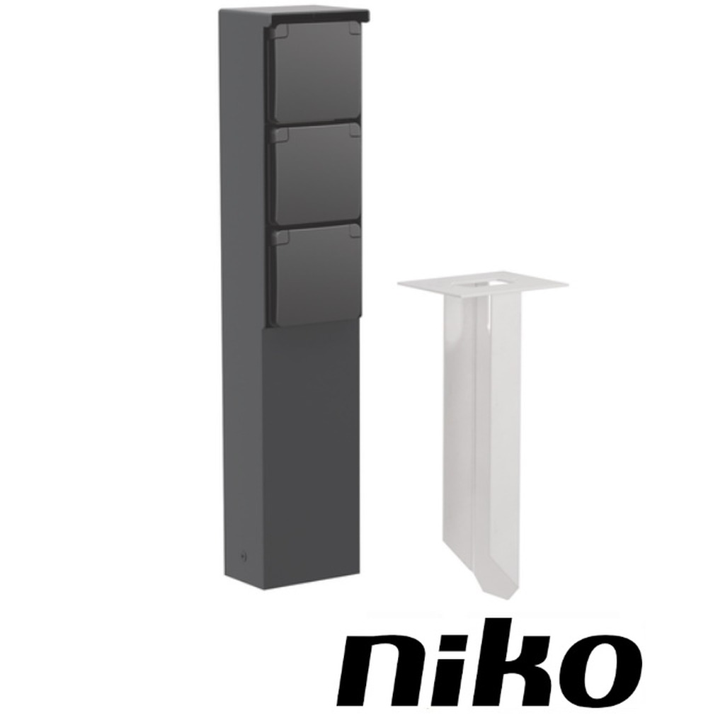 Niko Tuinpaal incl. grondpin met spuitwaterdicht 3-voudig wcd met RA 2 x M20-ingang met wartel (…