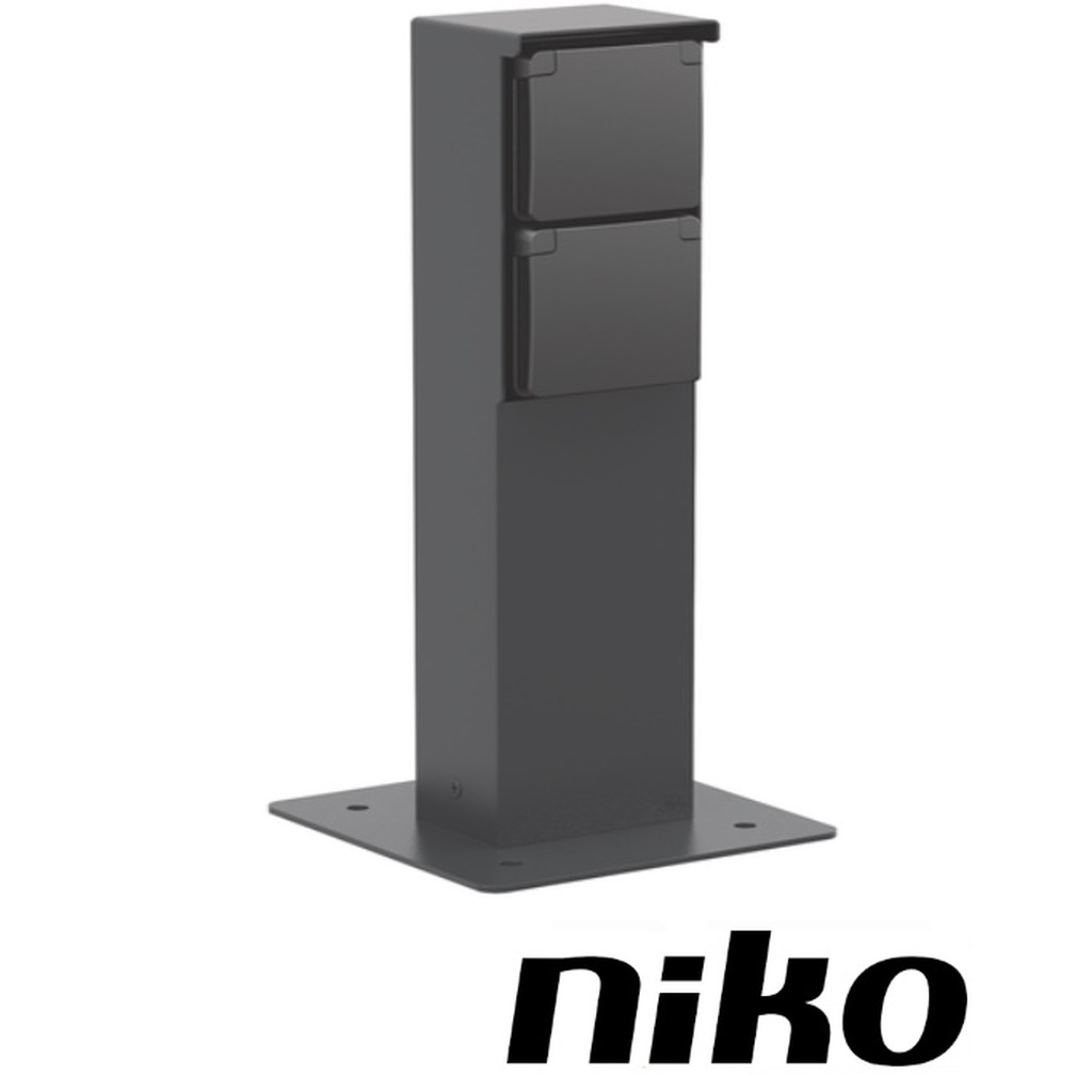 Niko Tuinpaal incl. grondplaat met spuitwaterdicht 2-voudig wcd met RA 2 x M20-ingang met wartel (…