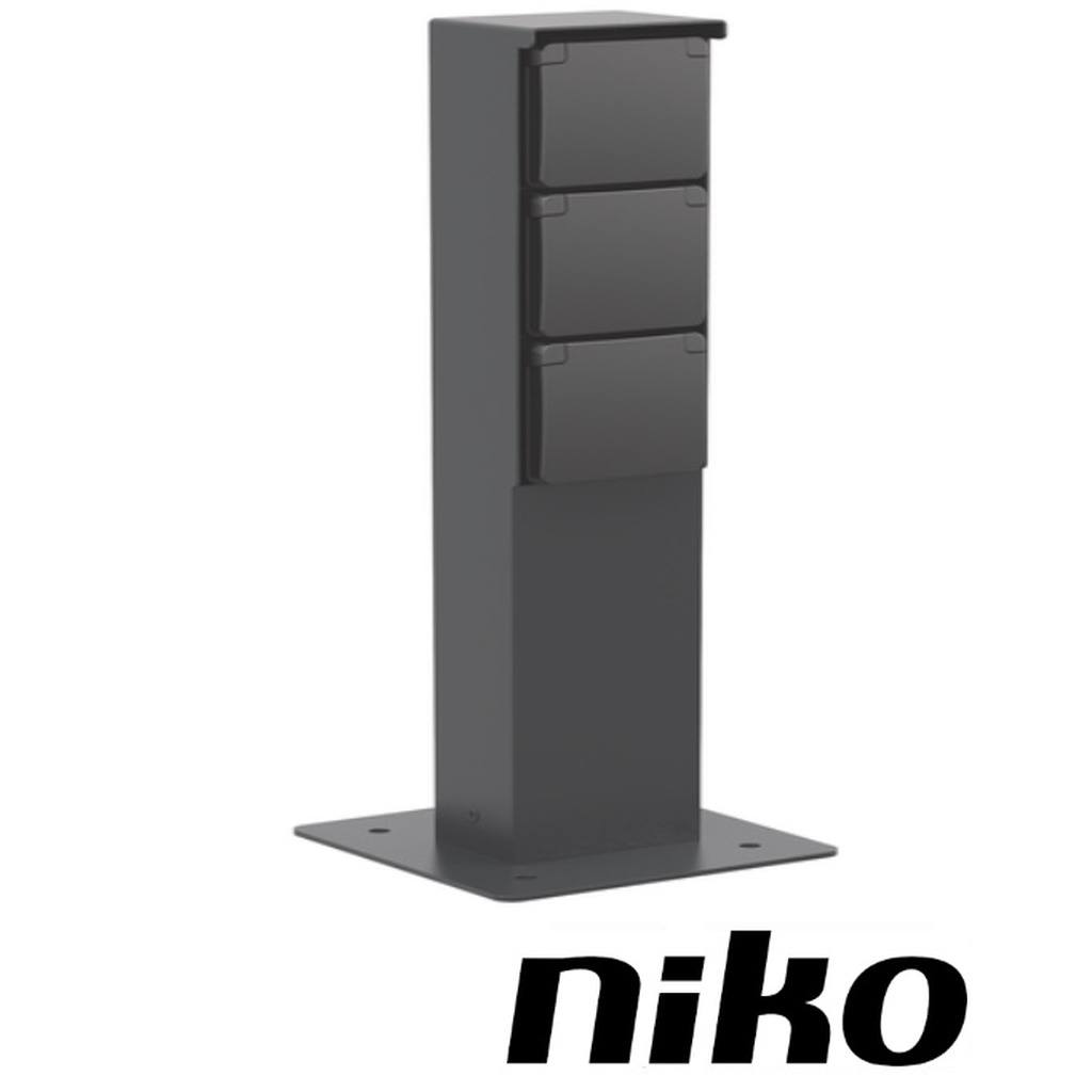 Niko Tuinpaal incl. grondplaat met spuitwaterdicht 3-voudig wcd met RA 2 x M20-ingang met wartel (…