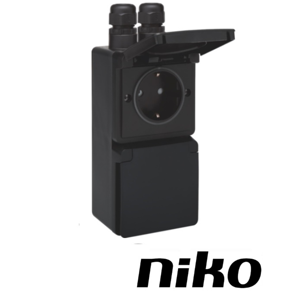 Niko Spuitwaterdicht wcd dubbel VERTICAAL incl. doos met 2 x M20-ingang met wartel