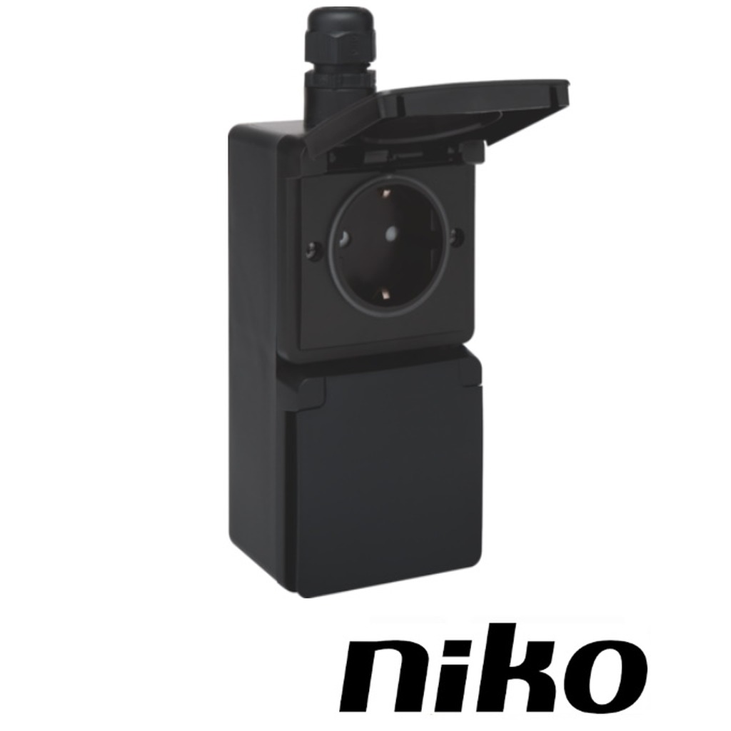 Niko Spuitwaterdicht wcd dubbel VERTICAAL incl. doos met 1 x M20-ingang met wartel