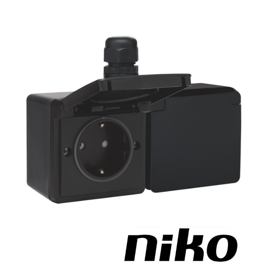 Niko Spuitwaterdicht wcd dubbel HORIZONTAAL incl. doos met 1 x M20-ingang met wartel
