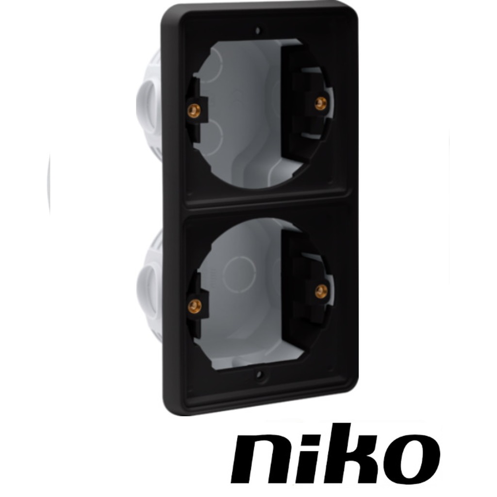 Niko Spuitwaterdicht inbouwdoos 2-voudig VERTICAAL ( IP55 ) zwart