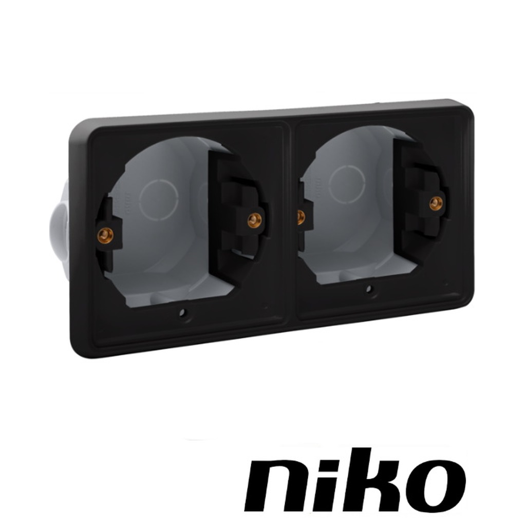 Niko Spuitwaterdicht inbouwdoos 2-voudig HORIZONTAAL ( IP55 ) zwart