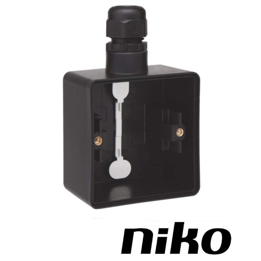Niko Spuitwaterdicht opbouwdoos enkelvoudig ( IP55 ) zwart met 1 x M20-ingang incl. wartel