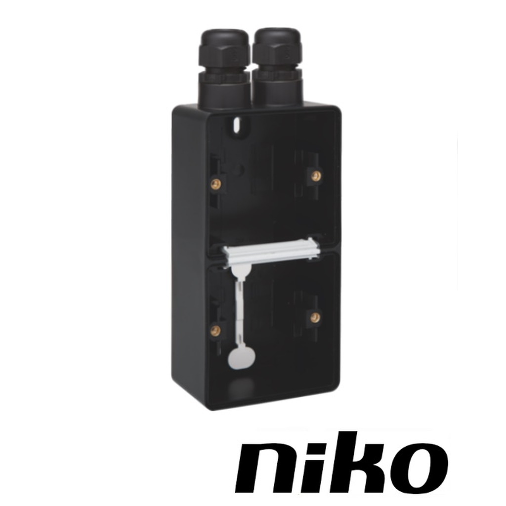 Niko Spuitwaterdicht opbouwdoos 2-voudig VERTICAAL ( IP55 ) zwart met 2 x M20-ingang incl. wartel