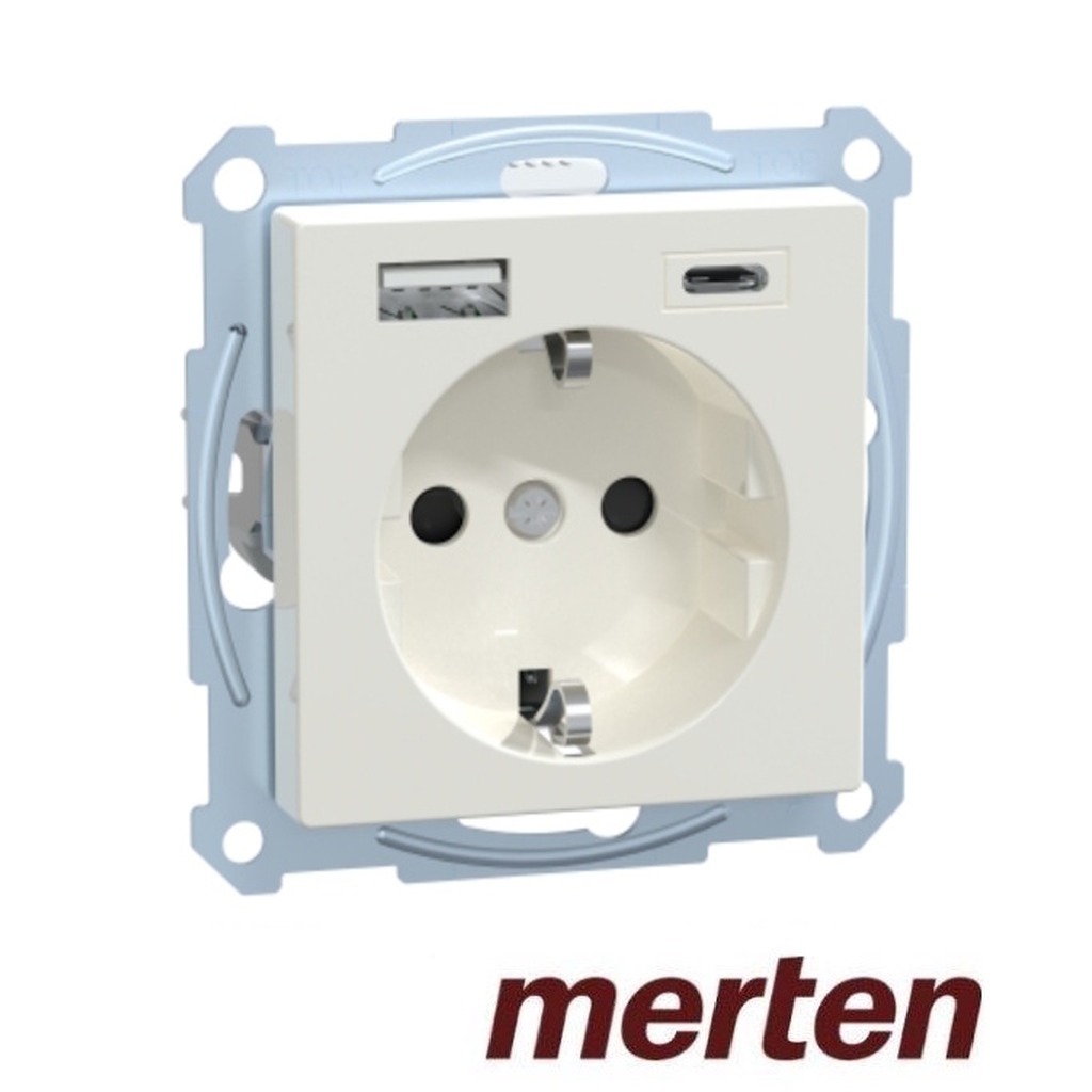 Merten Systeem M Wcd shuko USB A+C polarwit