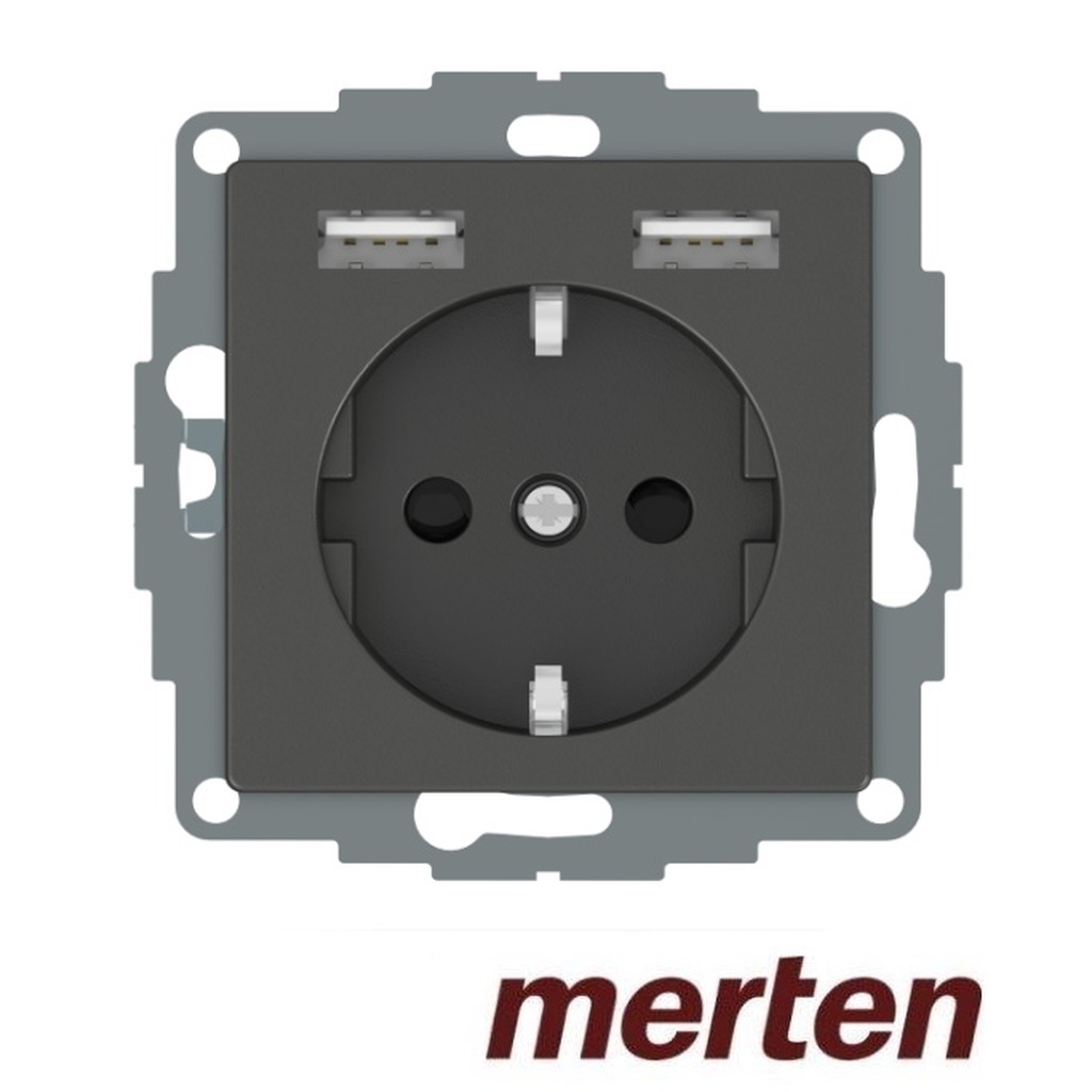 Merten Wcd + RA 2 x USB PW sysm Antraciet