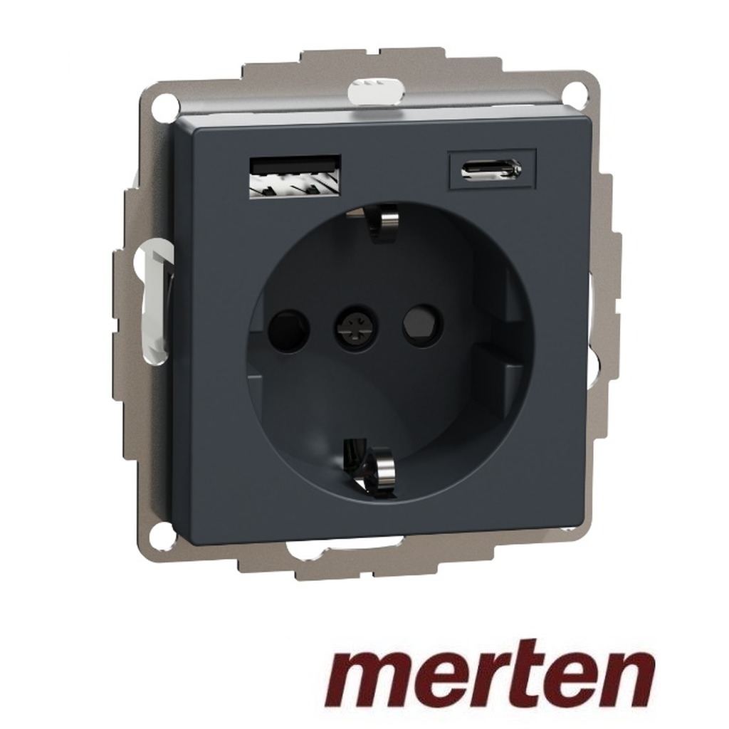 Merten SYSTEEM-M Wcd Usb A+C antraciet