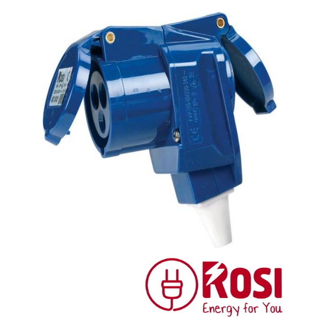 Industrial movable socket 2P+T16A 90° with Schuko socket -…