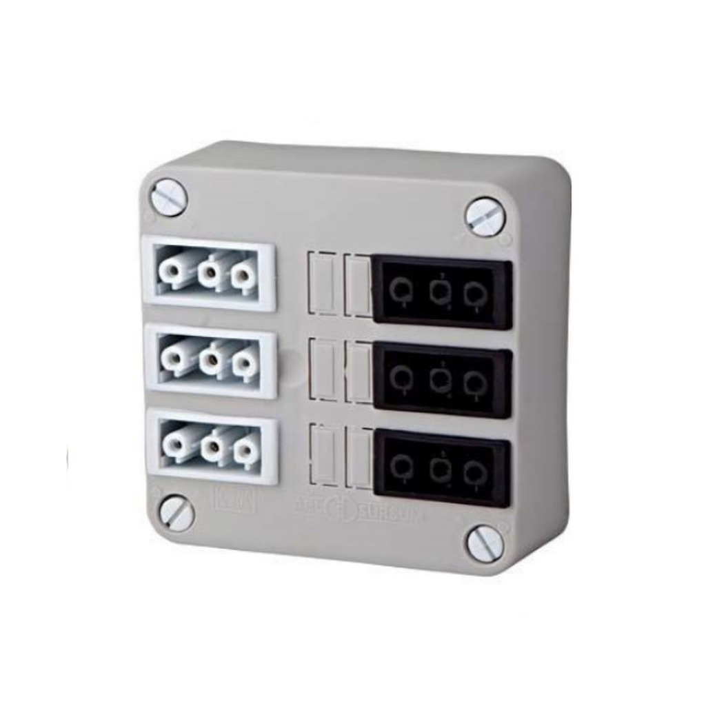POWER Deksel kabeldoos incl. 6 voudige GST 3p. connector bedraad
