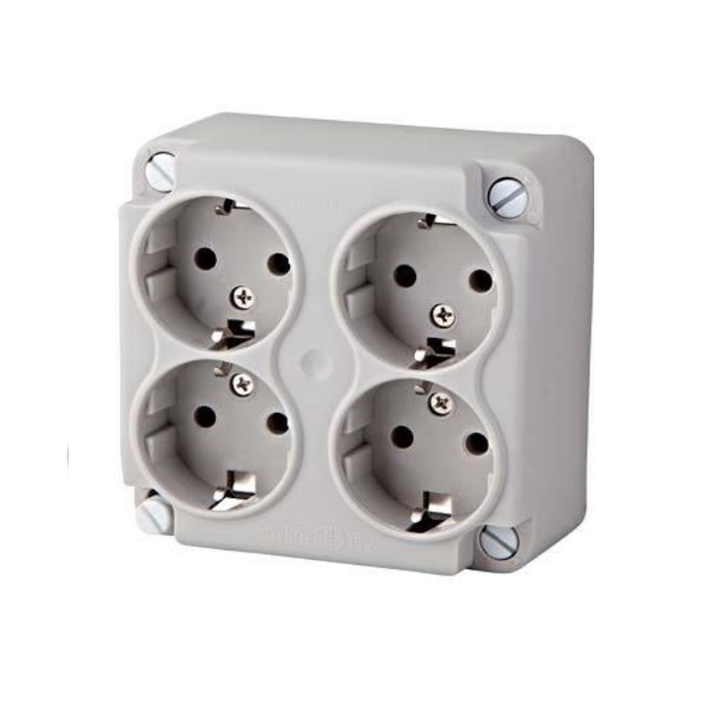 POWER Deksel kabeldoos incl. 4 voudige wcd met RA bedraad grijs ( 3640 W4 )