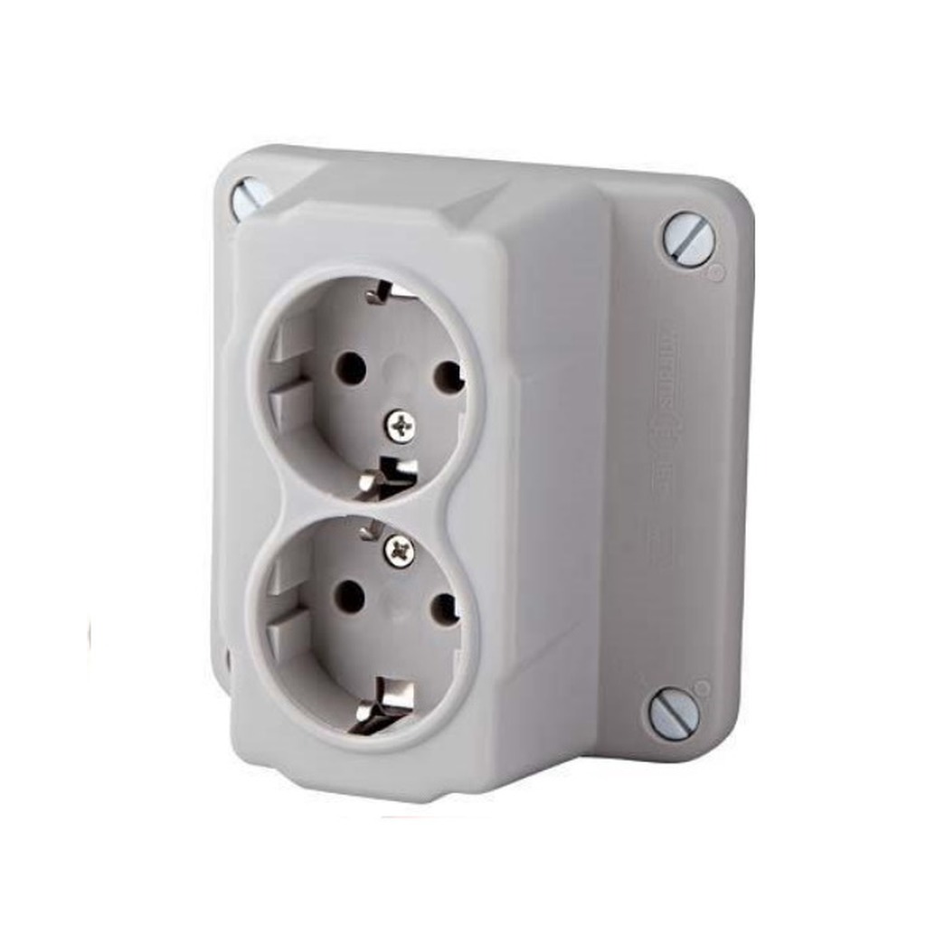POWER Deksel kabeldoos incl. 2 voudige wcd met RA bedraad grijs ( 3640 W2 )