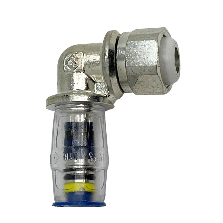 Kelox Protec Clix schroefknie 90° voor inbouwreservoir messing PA steek x binnendraad