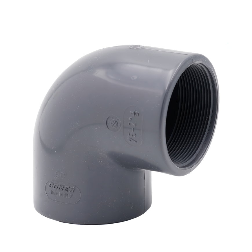 Comer knie 90°, pvc-u, inwendig lijm x binnendraad, 16 bar, 25 mm x ¾"
