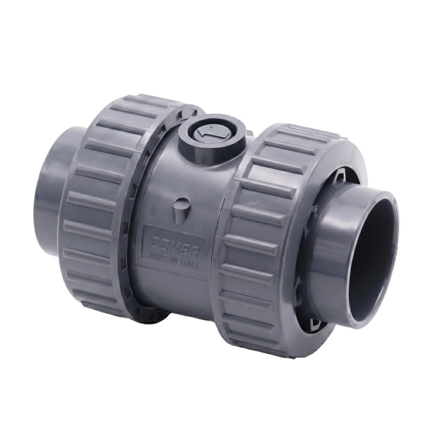 Comer terugslagklep, pvc-u, 2x inwendig lijm / 2x wartel, viton, 16 bar, 50 mm