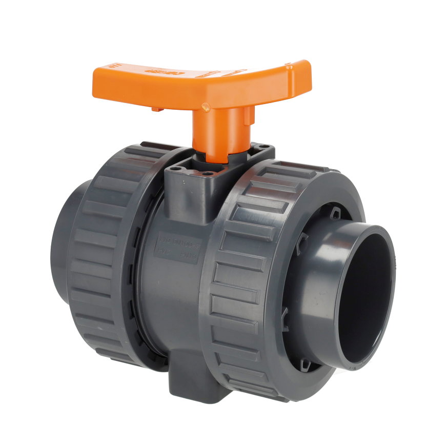 Comer kogelkraan, pvc-u, 2x inwendig lijm / 2x wartel, oranje hendel, viton, 10 bar, 110 mm