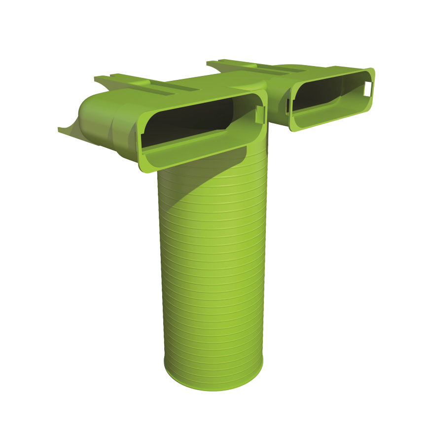 Ubbink Air Excellent ventieladapter 90°, type AE45sc, incl. 1 afdekkap, groen, Ø 125 x 50 x 140 mm