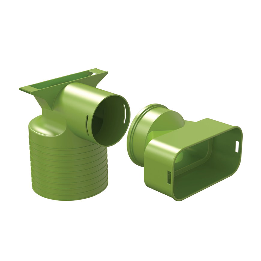 Ubbink Air Excellent ventieladapter 90°, type AE55sc, groen, Ø 125 x 60 x 130 mm