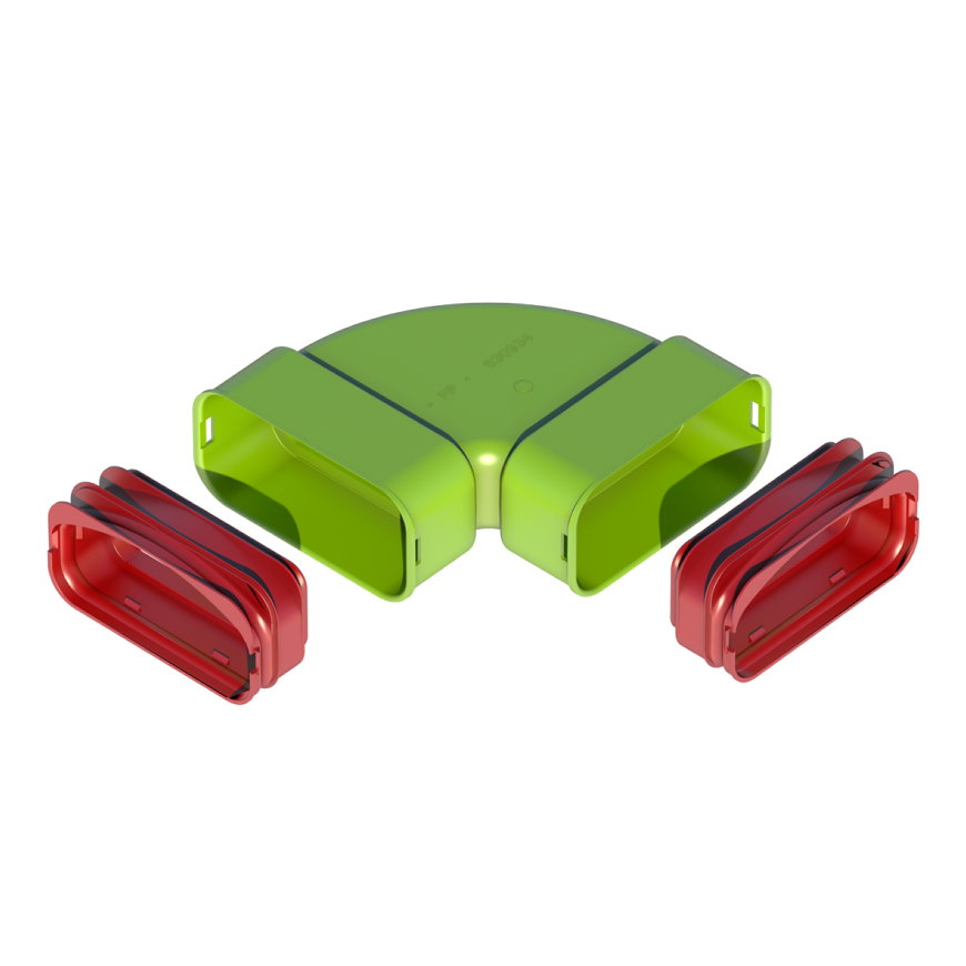 Ubbink Air Excellent bocht 90°, type AE55sc, horizontaal, groen, 60 x 130 mm, set