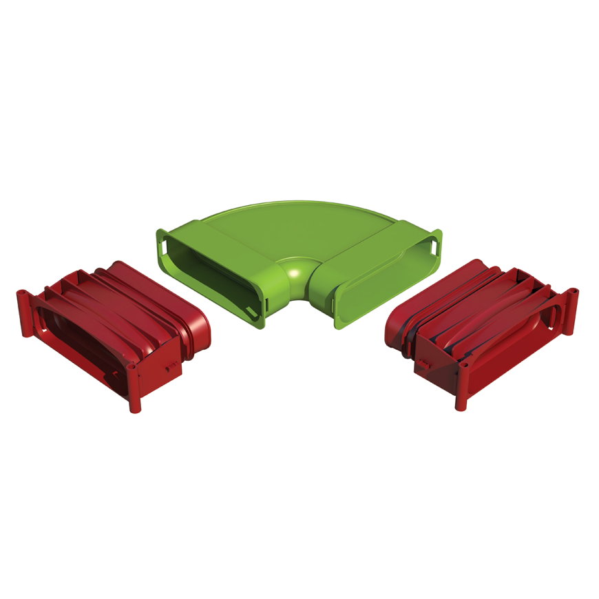 Ubbink Air Excellent bocht 90°, type AE45sc, horizontaal, groen, 50 x 140 mm, set