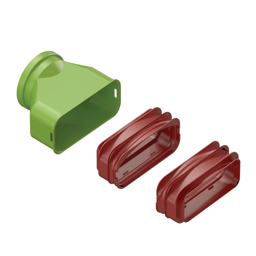 Ubbink Air Excellent adapter, type AE55sc, voor luchtverdeelkast 200/800 serie, groen, 60x130mm, set