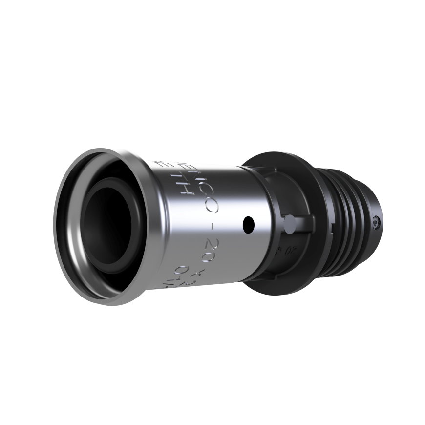 Henco koppeling voor Pro-Flow Manifold verdeler, pers x euroconus, type VKPK, 20 mm, zwart