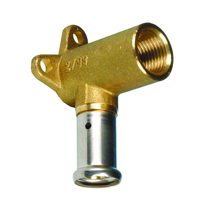 Henco muurplaat, messing, rvs, pers x binnendraad, 2P, epdm, 16 bar, 20 mm x ½"