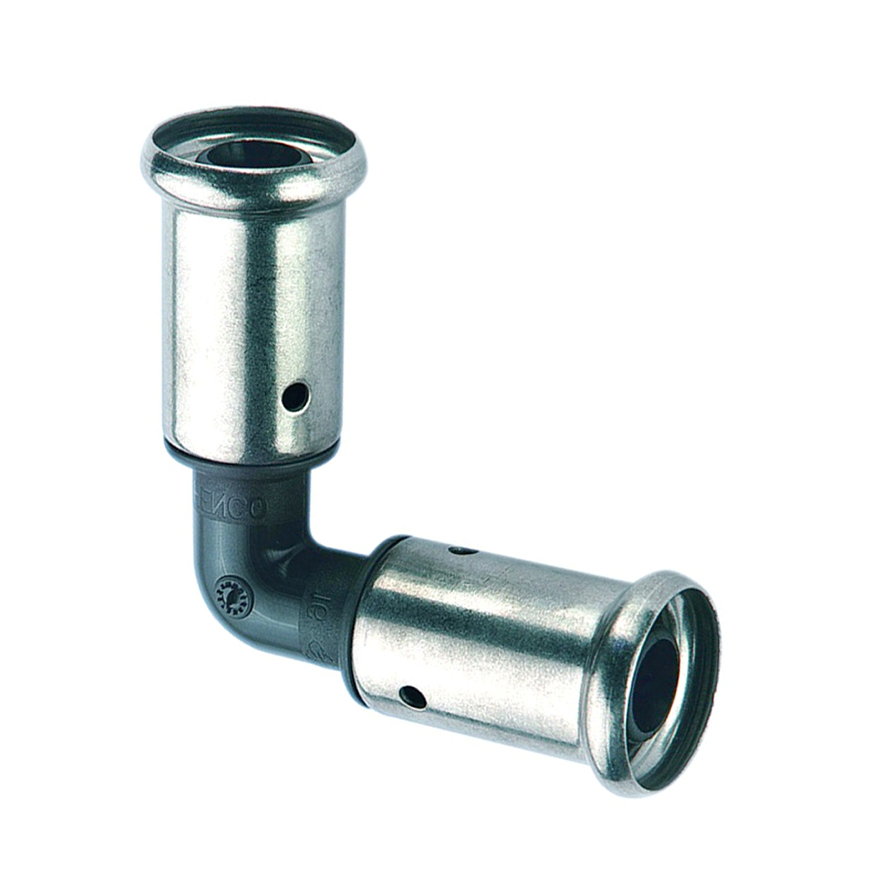 Henco knie 90°, pvdf, rvs, 2x pers, type 1PK, epdm, 10 bar, 50 mm