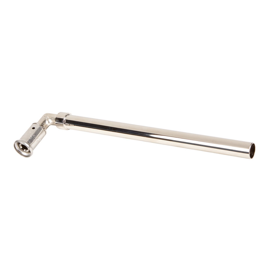 Henco overgangsknie 90°, mess. vern., rvs, pers x lange spie, type 37P, epdm, 16 bar, 16x15 (cu) mm