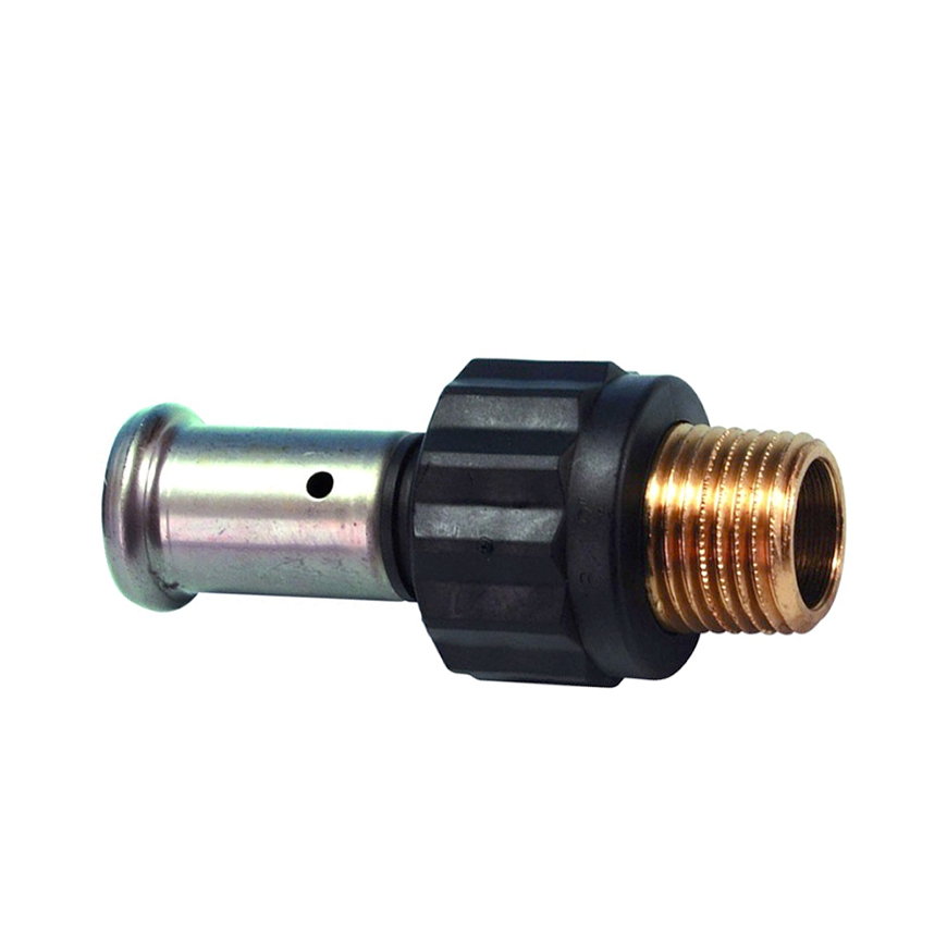 Henco draadkoppeling, pvdf, rvs, pers x buitendraad, type 17PK, epdm, 10 bar, 50 mm x 1½"