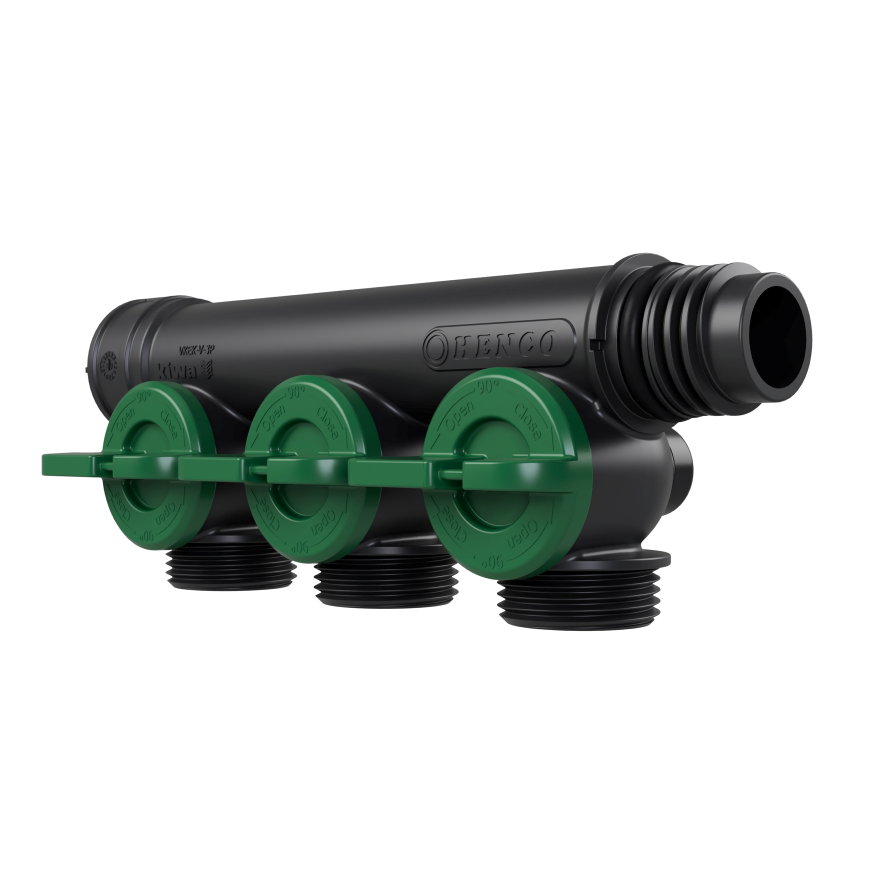 Henco Pro-Flow Manifold verdeler, 3x euroconus, type VKEK-V-3P, groen