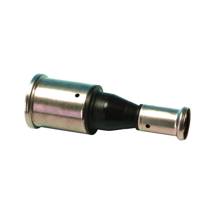 Henco verloopkoppeling, pvdf, rvs, 2x pers, type 16PK, epdm, 10 bar, 32 x 26 mm