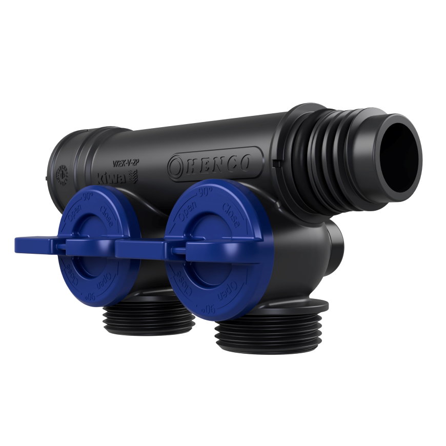 Henco Pro-Flow Manifold verdeler, 2x euroconus, type VKEK-V-2P, blauw