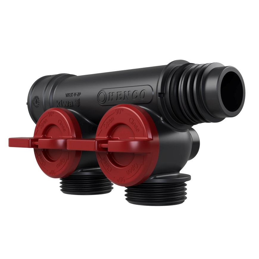 Henco Pro-Flow Manifold verdeler, 2x euroconus, type VKEK-V-2P, rood