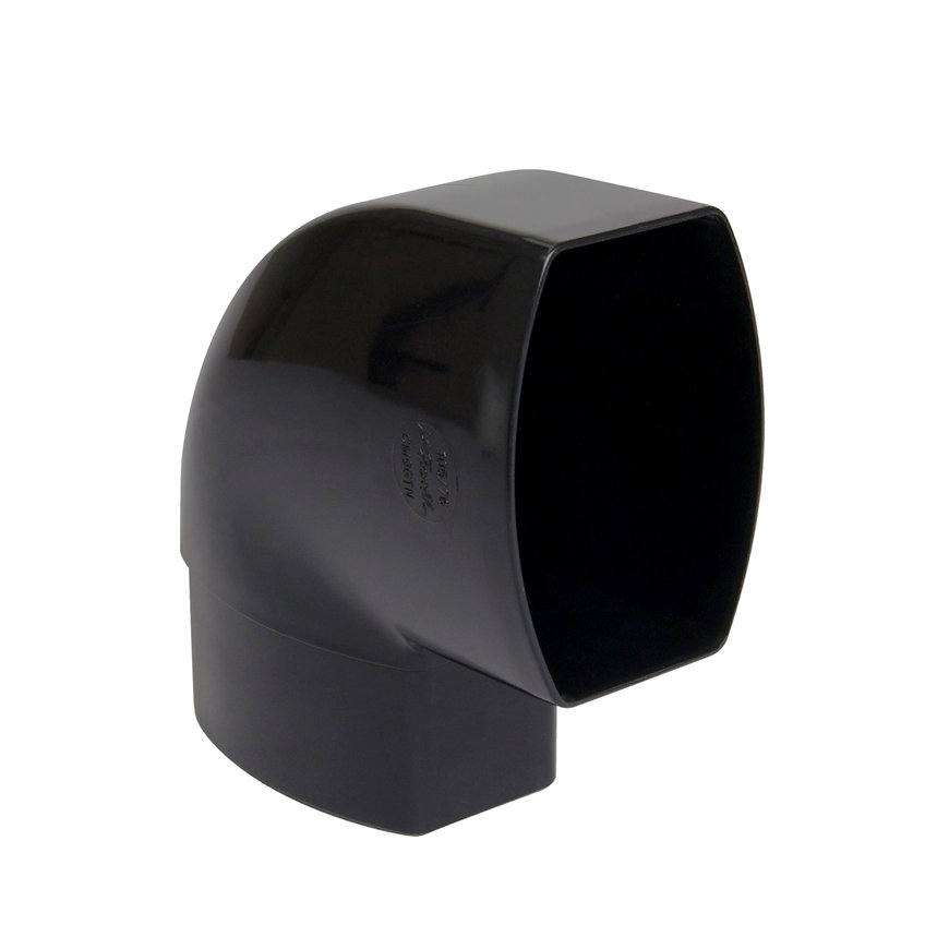 Nicoll Techtan Ovation platte hwa bocht 87°, pvc, inw. lijm x verjongd spie, zwart, 105 x 76 mm