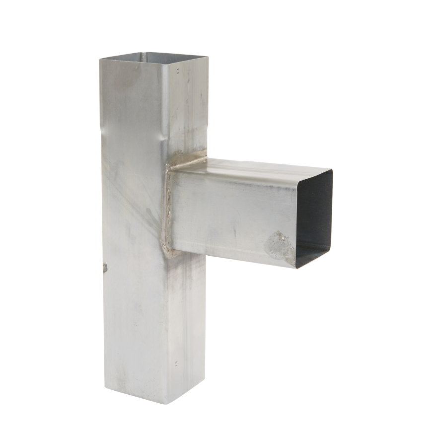 Hwa T-stuk 90°, zink, vierkant, mof x spie, 100 x 100 mm