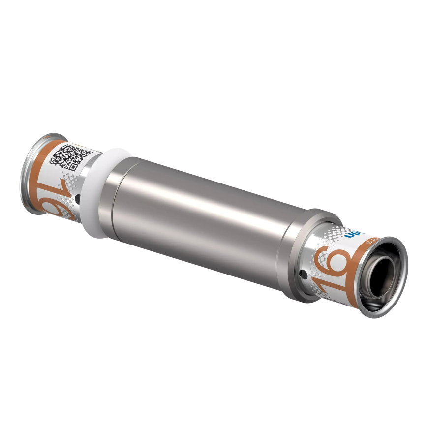 Uponor overschuifkoppeling, S-Press Plus, messing vertind, 2x pers, Kiwa, 16 mm