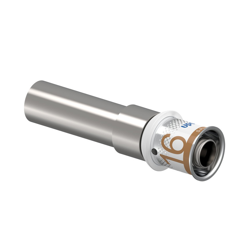Uponor overgangskoppeling, S-Press Plus, messing vertind, spie x pers, Kiwa, 15 (cu) x 16 mm