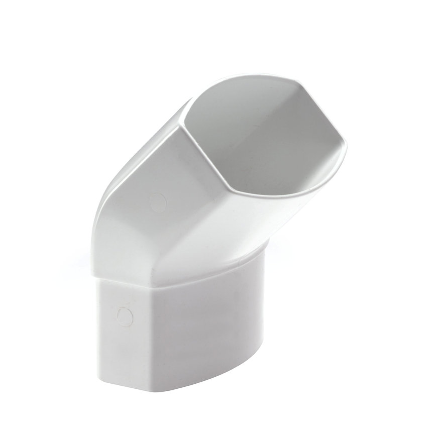 Nicoll Techtan Ovation hwa bocht 45°, pvc, inwendig lijm x verjongd spie, wit, RAL 9010, 90 x 56 mm