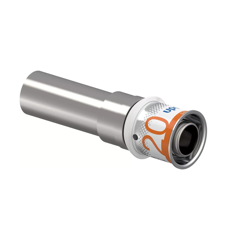 Uponor overgangskoppeling, S-Press Plus, messing vertind, spie x pers, Kiwa, 15 (cu) x 20 mm