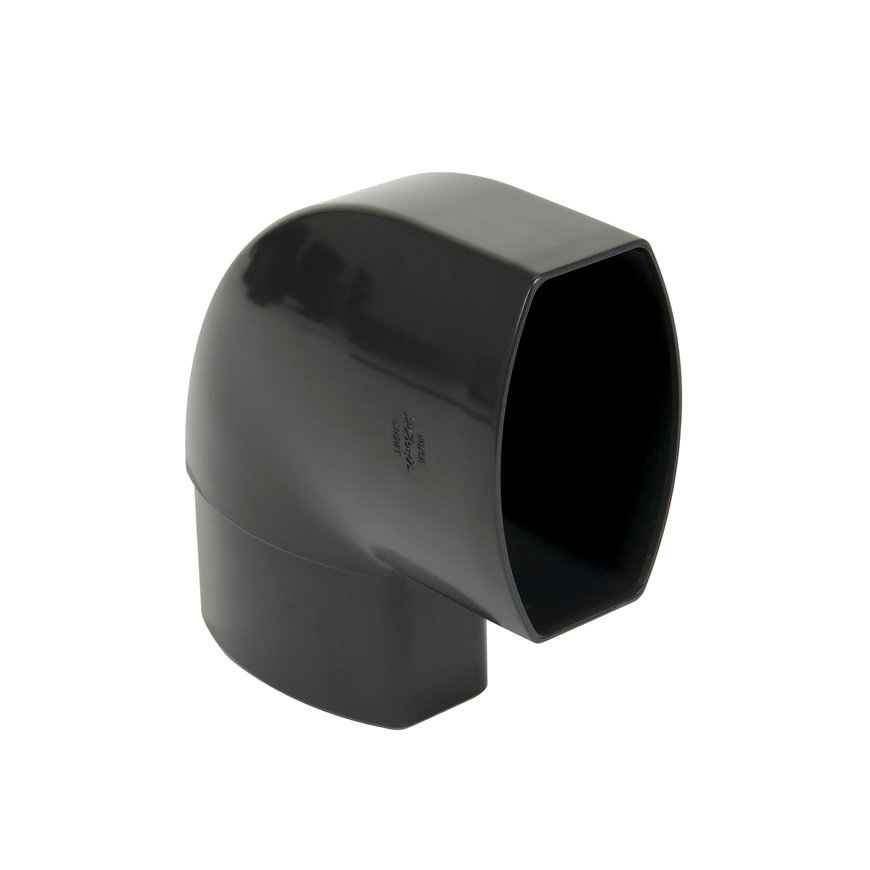 Nicoll Techtan Ovation platte hwa bocht 87°, pvc, inw. lijm x verjongd spie, antraciet, 105 x 76 mm