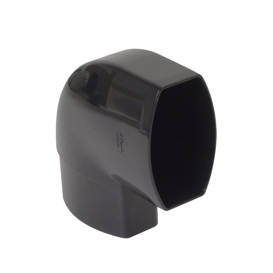 Nicoll Techtan Ovation platte hwa bocht 87°, pvc, inw. lijm x verjongd spie, zwart, 90 x 56 mm