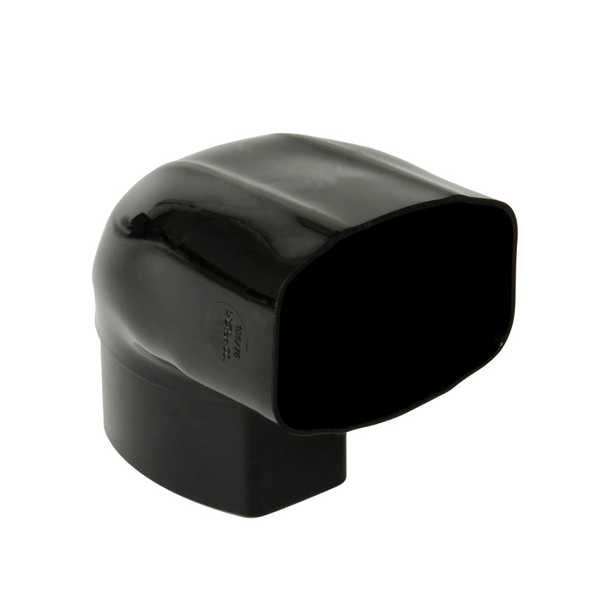 Nicoll Techtan Ovation hwa bocht 87°, pvc, gedraaid, inw. lijm x verj. spie, zwart, 105 x 76 mm