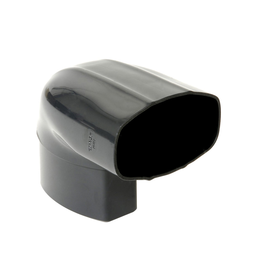 Nicoll Techtan Ovation hwa bocht 87°, pvc, gedraaid, inw. lijm x verj. spie, antraciet, 90 x 56 mm